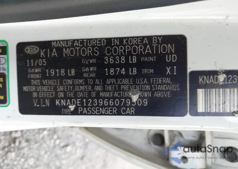 2006 Kia Rio Lx from USA, damaged, VIN KNADE123966079509